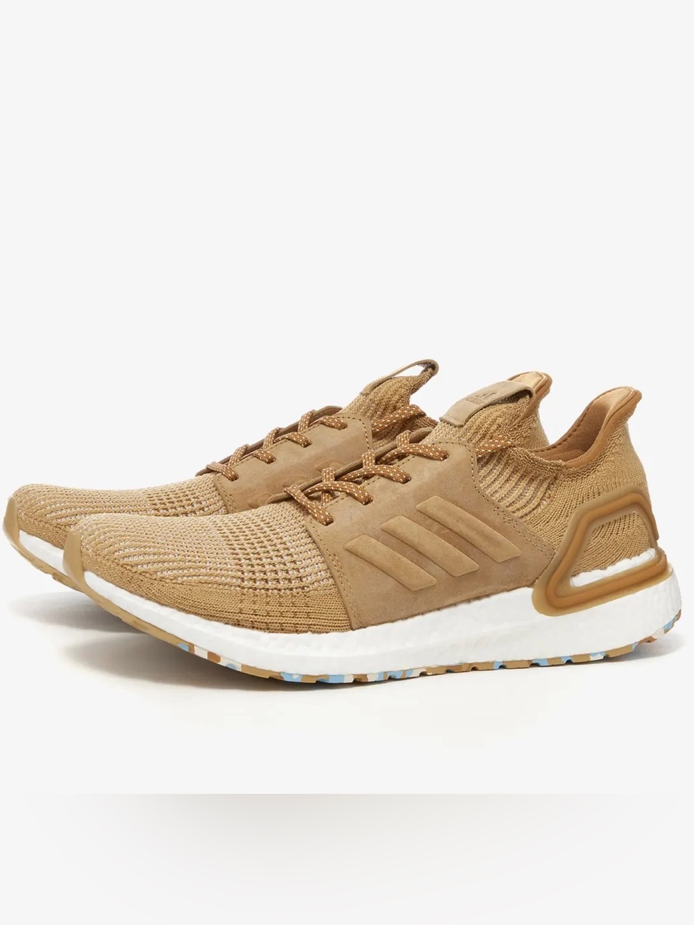 Adidas Ultraboost Beige/Tan Knit Sneaker with Suede Overlays